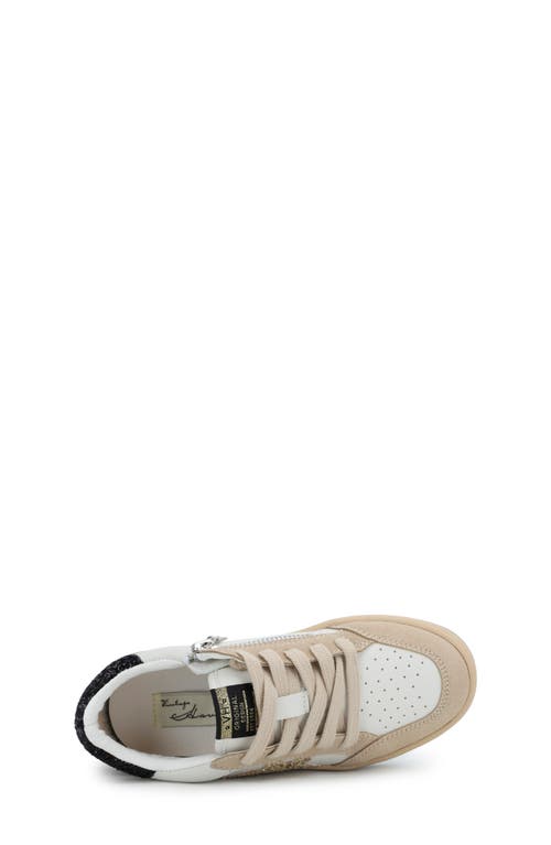 Shop Vintage Havana Kids' Ariella Sneaker In White/taupe Glitter