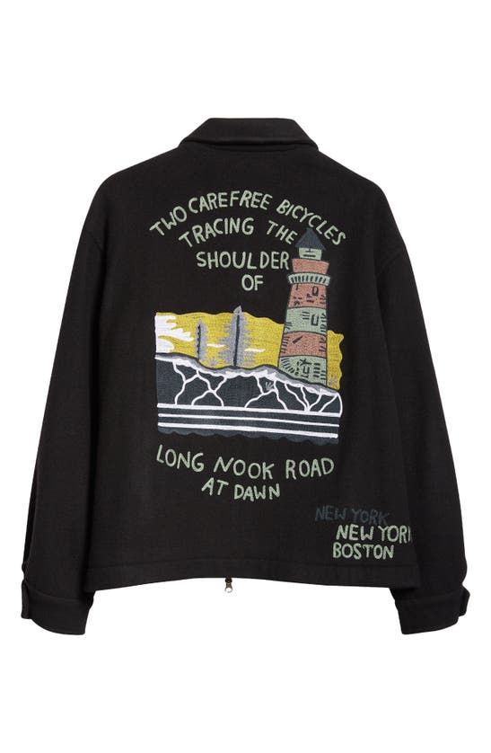 Shop Bode Embroidered Lighthouse Wool Jacket In Black Multi