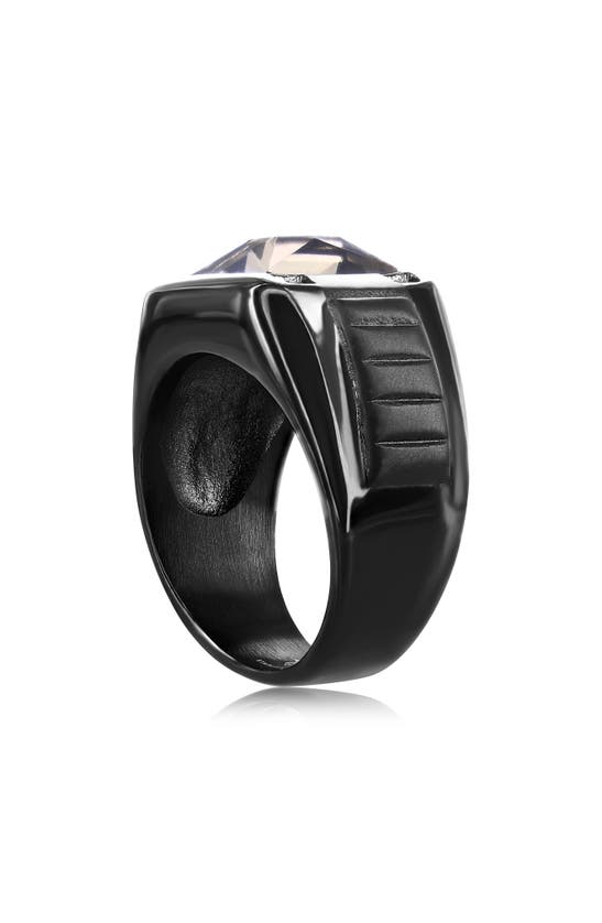 Shop Blackjack Mens' Stainless Steel Spinel & Cz Ring In Gray Spinel