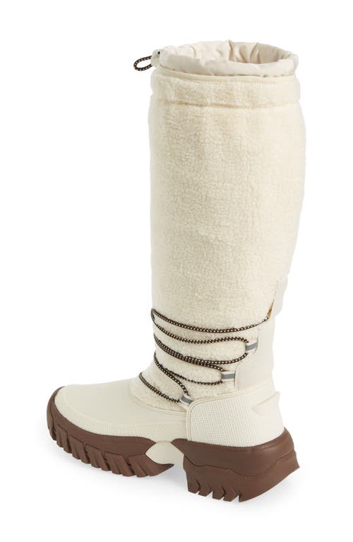 Shop Hunter Wanderer Fleece Waterproof Tall Boot In White Willow/brown Bolt