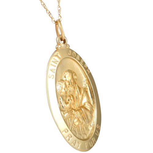 Bliss Diamond 14k Gold St. Joseph Medal Pendant 1" Tall 2.5 Grams In Yellow Gold