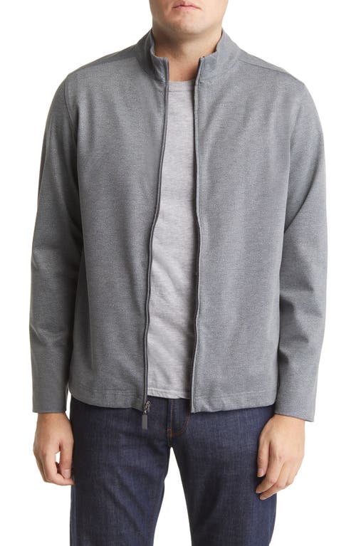 Johnston & Murphy Textured Full Zip Sweatshirt in Gray