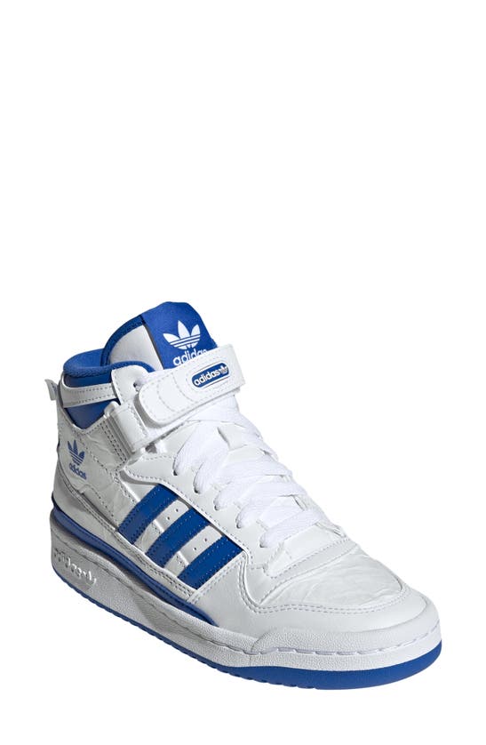 Adidas Originals Adidas Big Kids' Originals Forum Mid Casual Shoes In Footwear White/blue