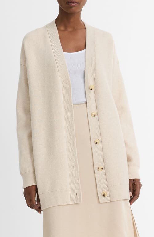 Shop Vince Oversize Wool Blend Double Knit Cardigan In Ecru