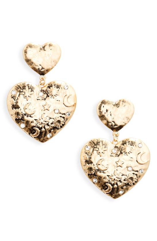 Shop Melrose And Market Celestial Heart Drop Earrings In Gold