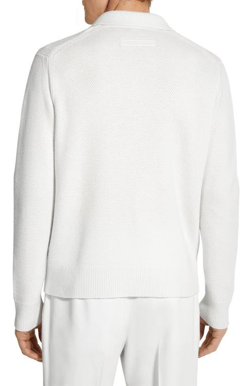 Shop Zegna Oasi Cashmere Polo Sweater In  Bianco