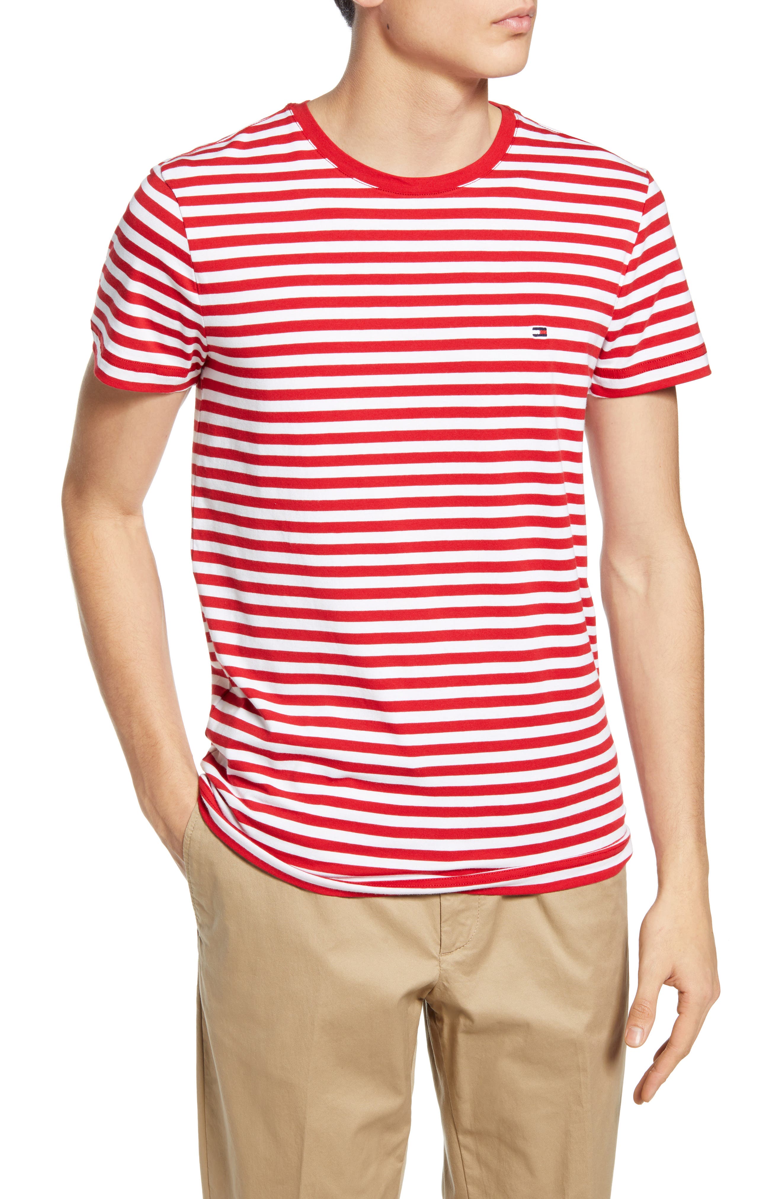 tommy hilfiger red and white t shirt