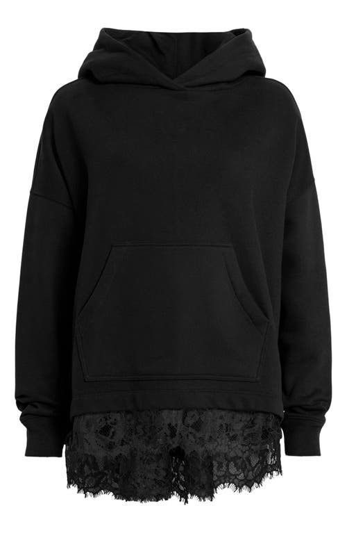 Shop Allsaints Lee Lace Edge Hoodie In Black