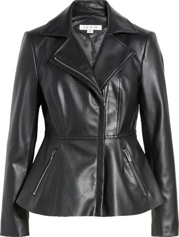 Peplum Faux Leather Jacket