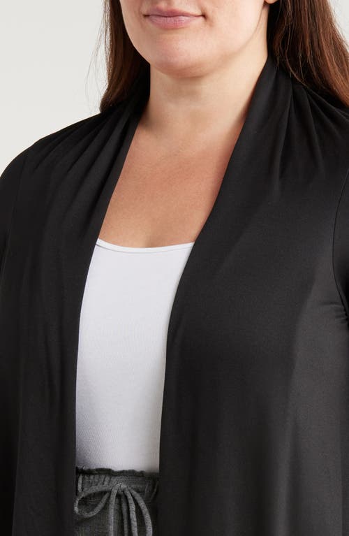 24seven Comfort Apparel Open Front Long Cardigan In Black