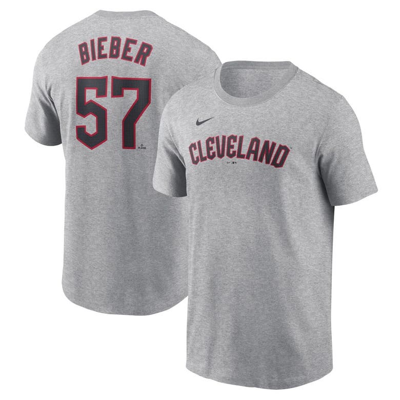 Shop Nike Shane Bieber Gray Cleveland Guardians Fuse Name & Number T-shirt