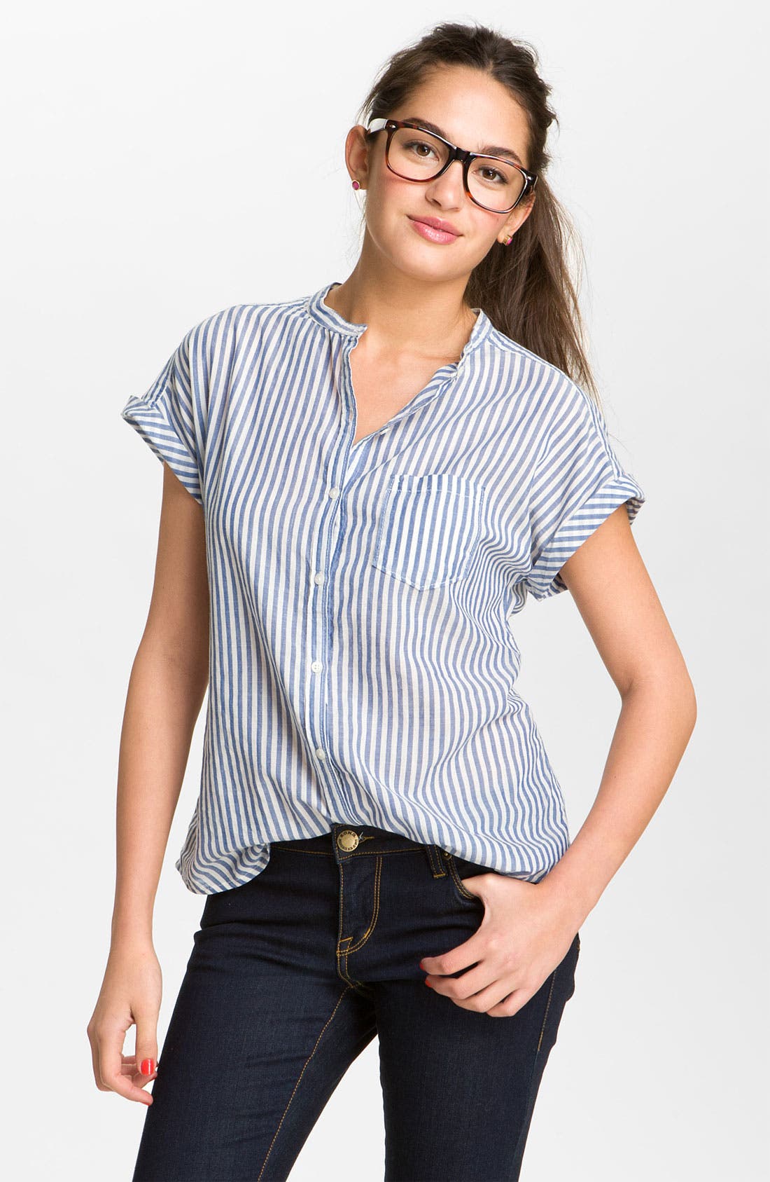 BP. Roll Sleeve Stripe Shirt Nordstrom