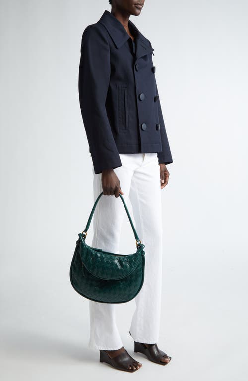 Shop Bottega Veneta Medium Gemelli Intrecciato Shoulder Bag In Emerald Green/brass