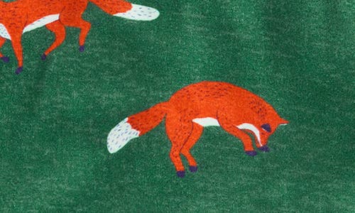 Shop Boden Mini  Kids' Print Fitted Two-piece Cotton Pajamas In Green Foxes