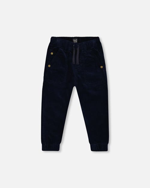 Shop Deux Par Deux Little Boy's Stretch Corduroy Jogger Pants Navy In Peacoat