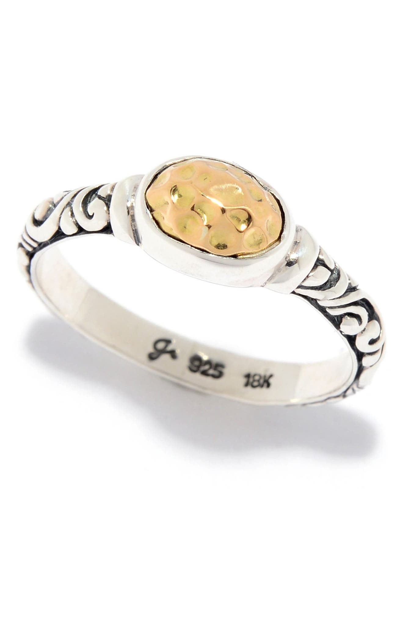 SAMUEL B. Sterling Silver & 18K Yellow Gold Hammered Oval Ring ...