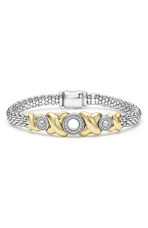 LAGOS Embrace XO Pavé Diamond Caviar Station Bracelet in Silver at Nordstrom, Size 7