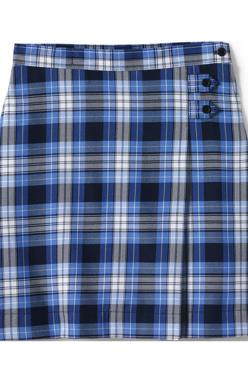 Shop Lands' End School Uniform Girls Slim Plaid A-line Skirt Below The Knee In Clear Blue Plaid