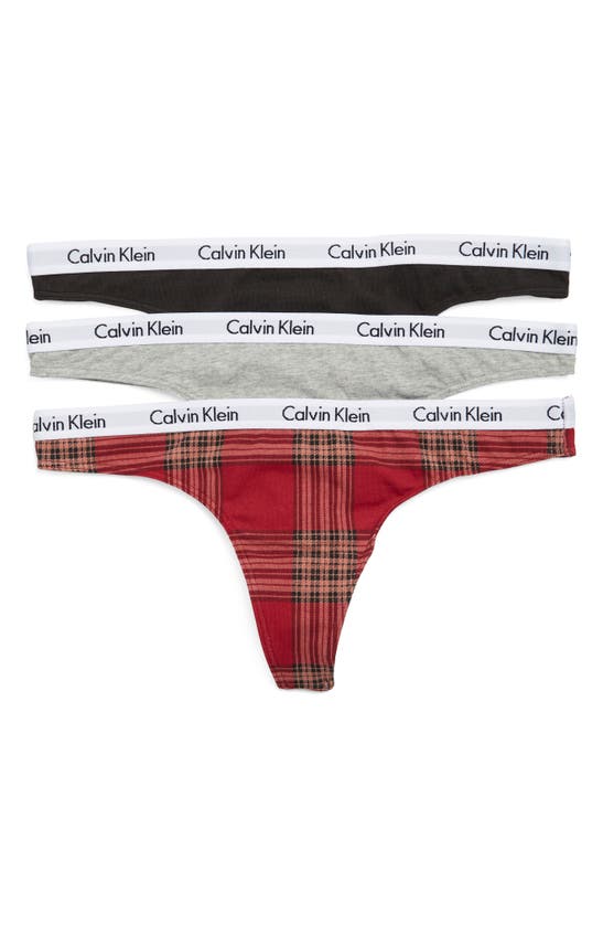 Calvin Klein Carousel Thong 3-pack In 69n Black/grey