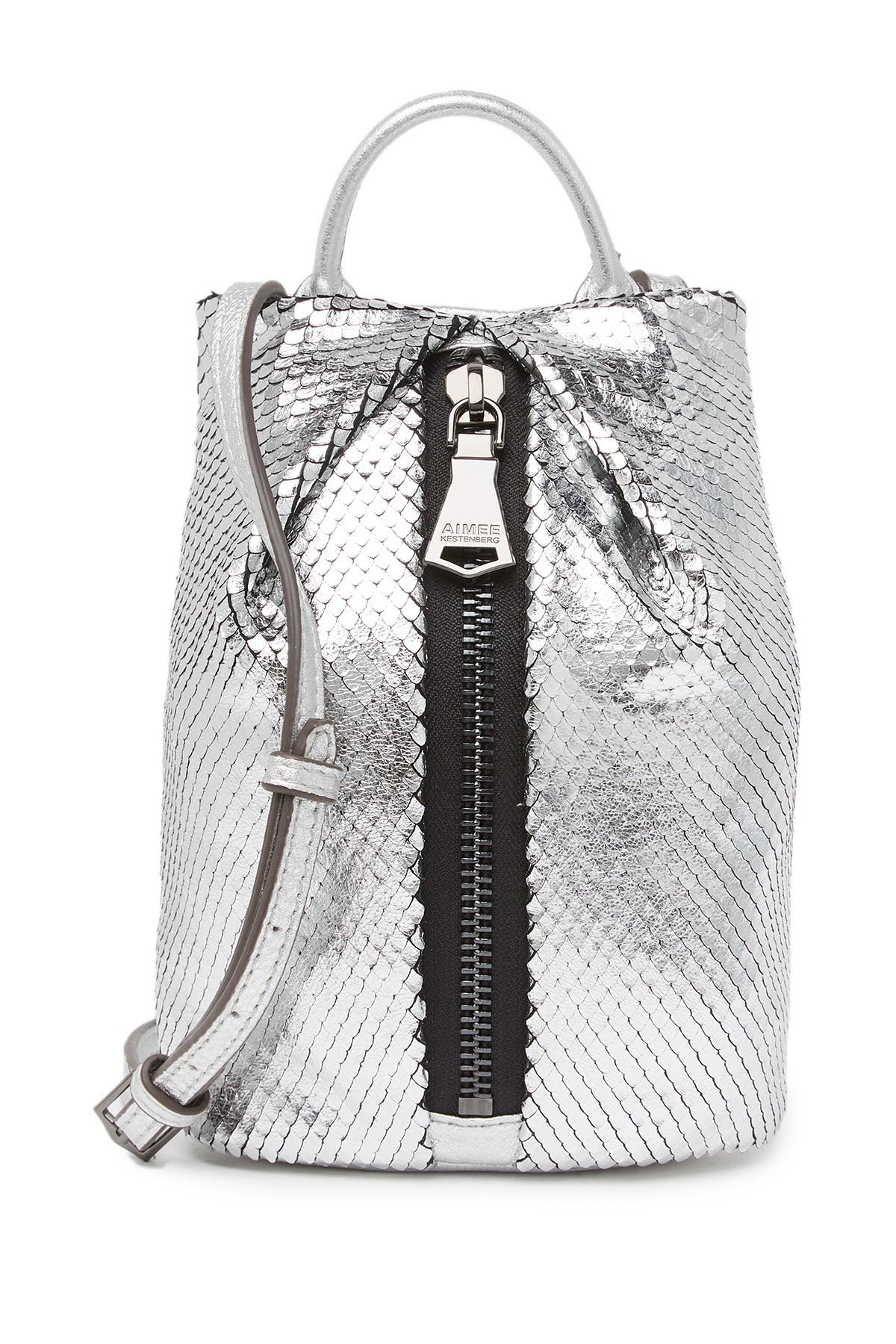 Aimee Kestenberg Tamitha Mini Leather Crossbody Bag In Silver Scales