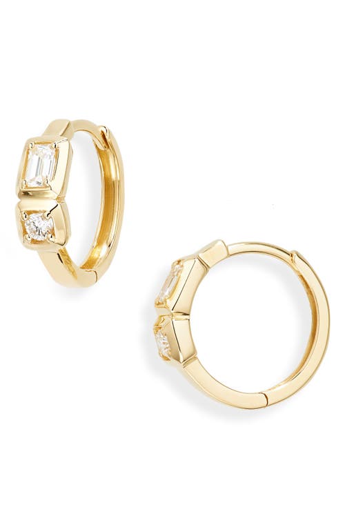 Bony Levy Maya Mixed Diamond Huggie Hoop Earrings in 18K Yellow Gold