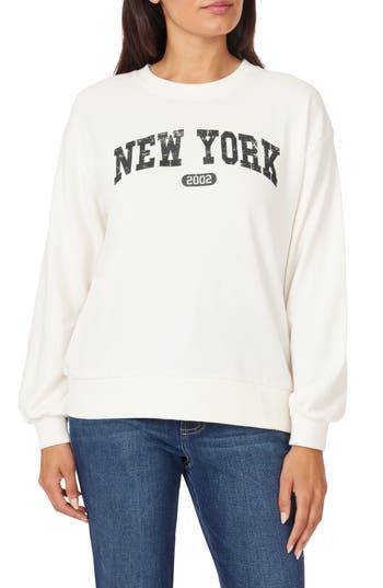 C&c California C & C California Millie Graphic Terry Sweatshirt In Whisper White- New York