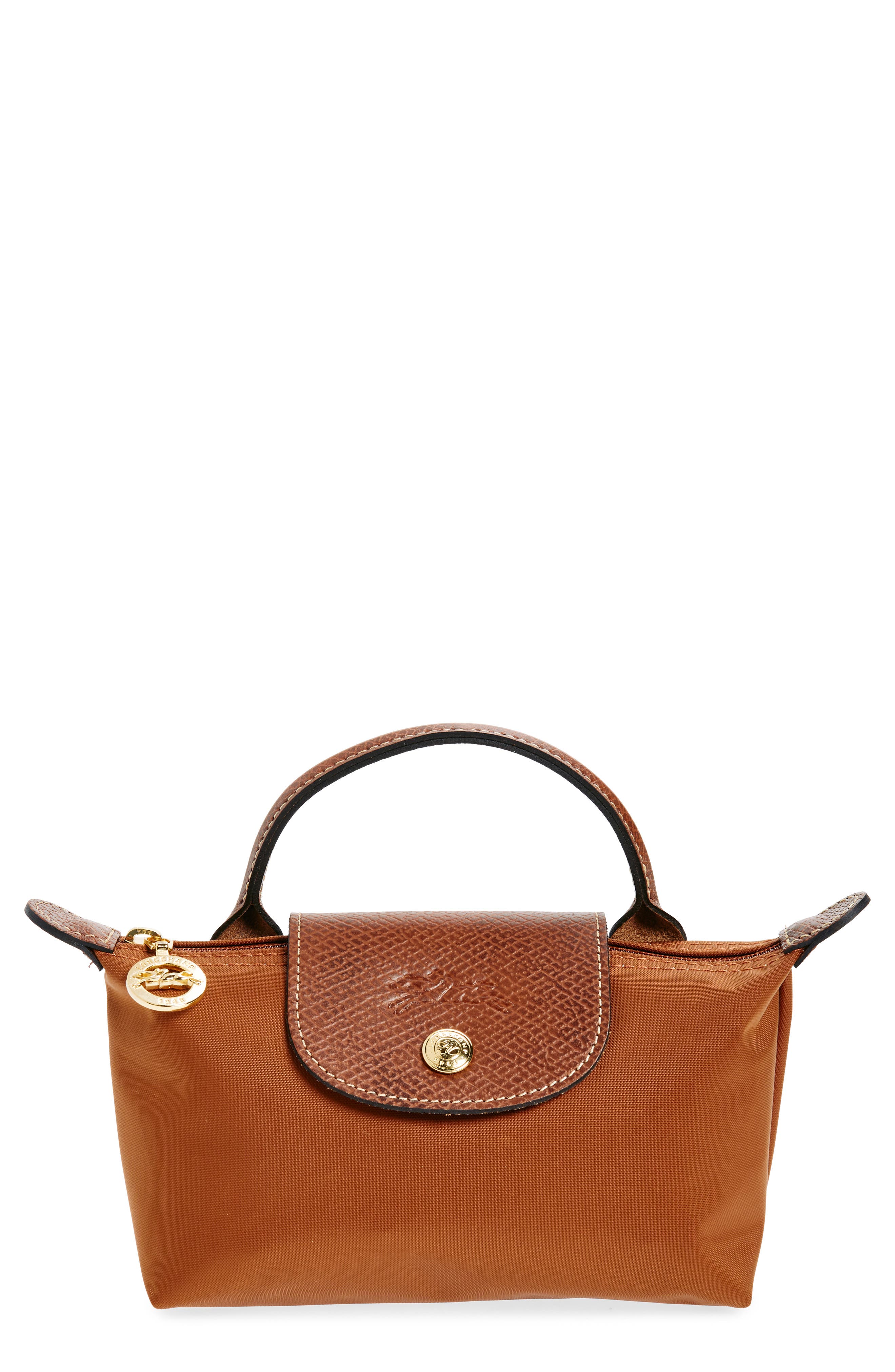 Longchamp Le Pliage Recycled Nylon Canvas Cosmetics Case In Cognac