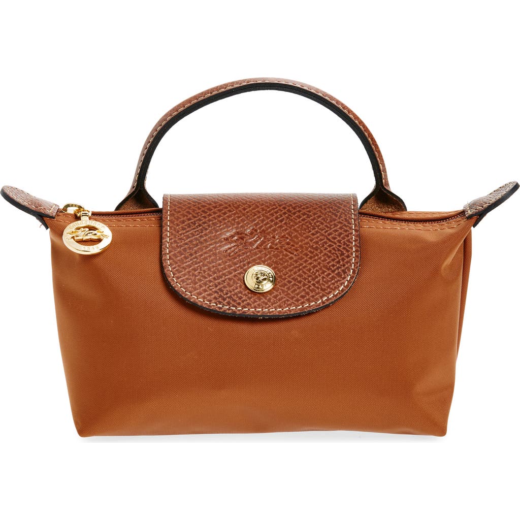 Longchamp Le Pliage Recycled Nylon Canvas Cosmetics Case In Cognac