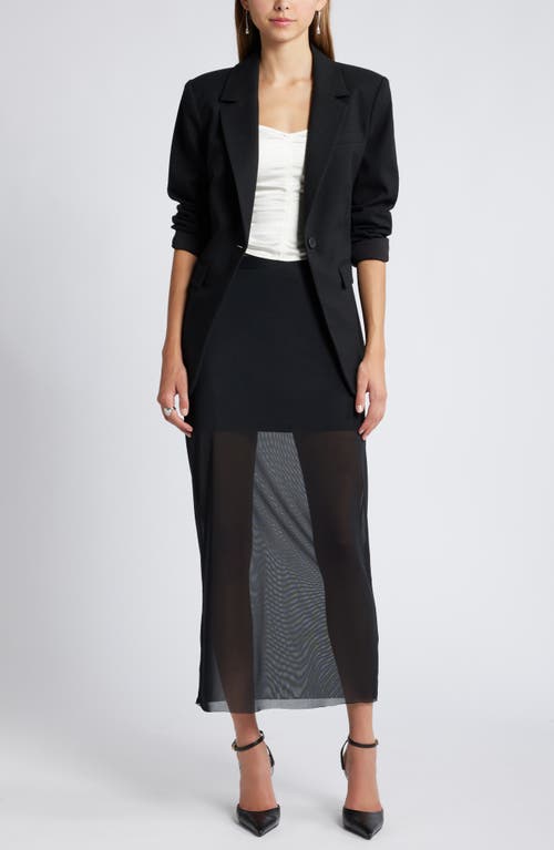 Open Edit Sheer Mesh Midi Skirt In Black