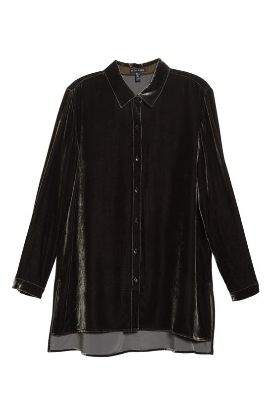 Eileen Fisher Velvet Tunic Shirt In Woodland