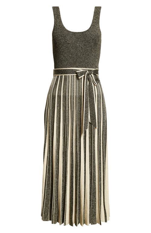 Shop Zimmermann Pleated Metallic Sweater Dress In Black/gold