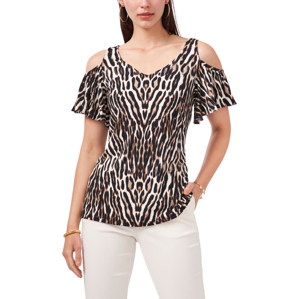 Chaus Cold Shoulder Top In Animal Print