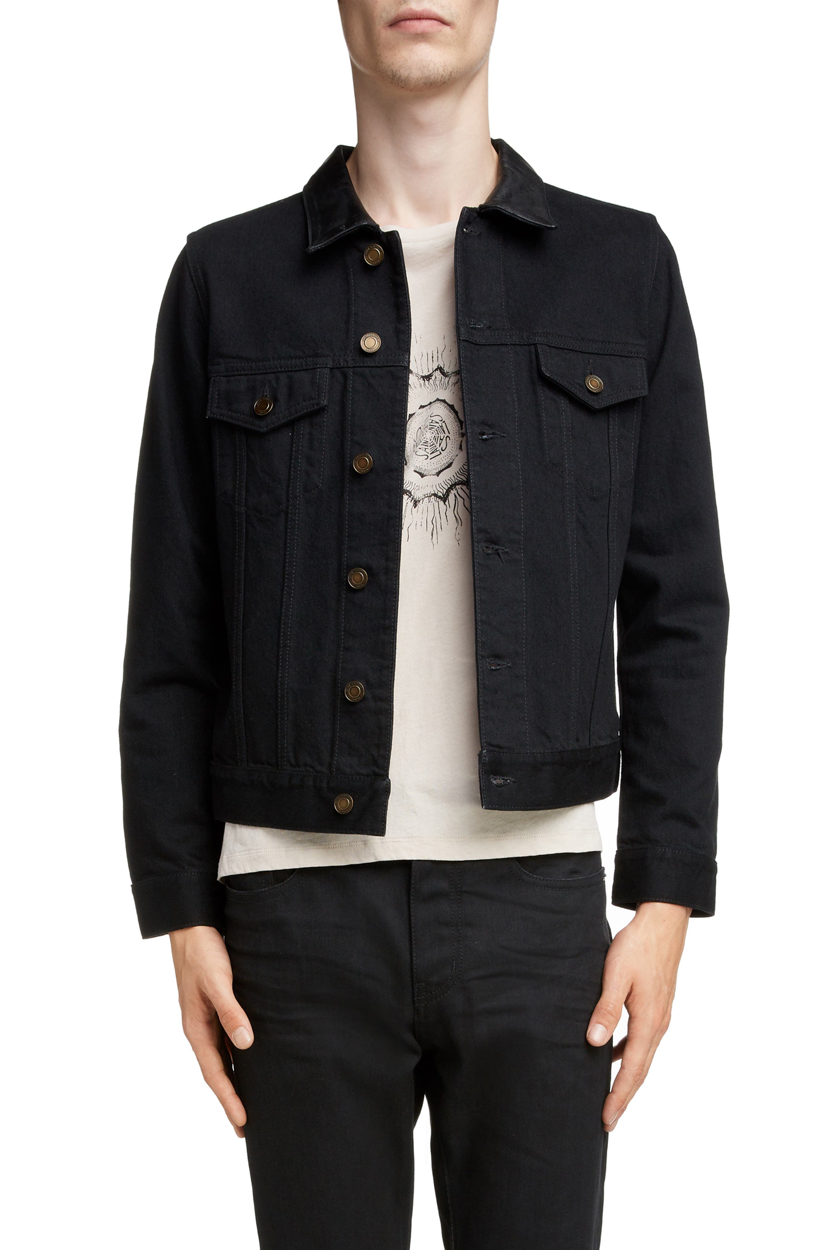 black fitted jean jacket