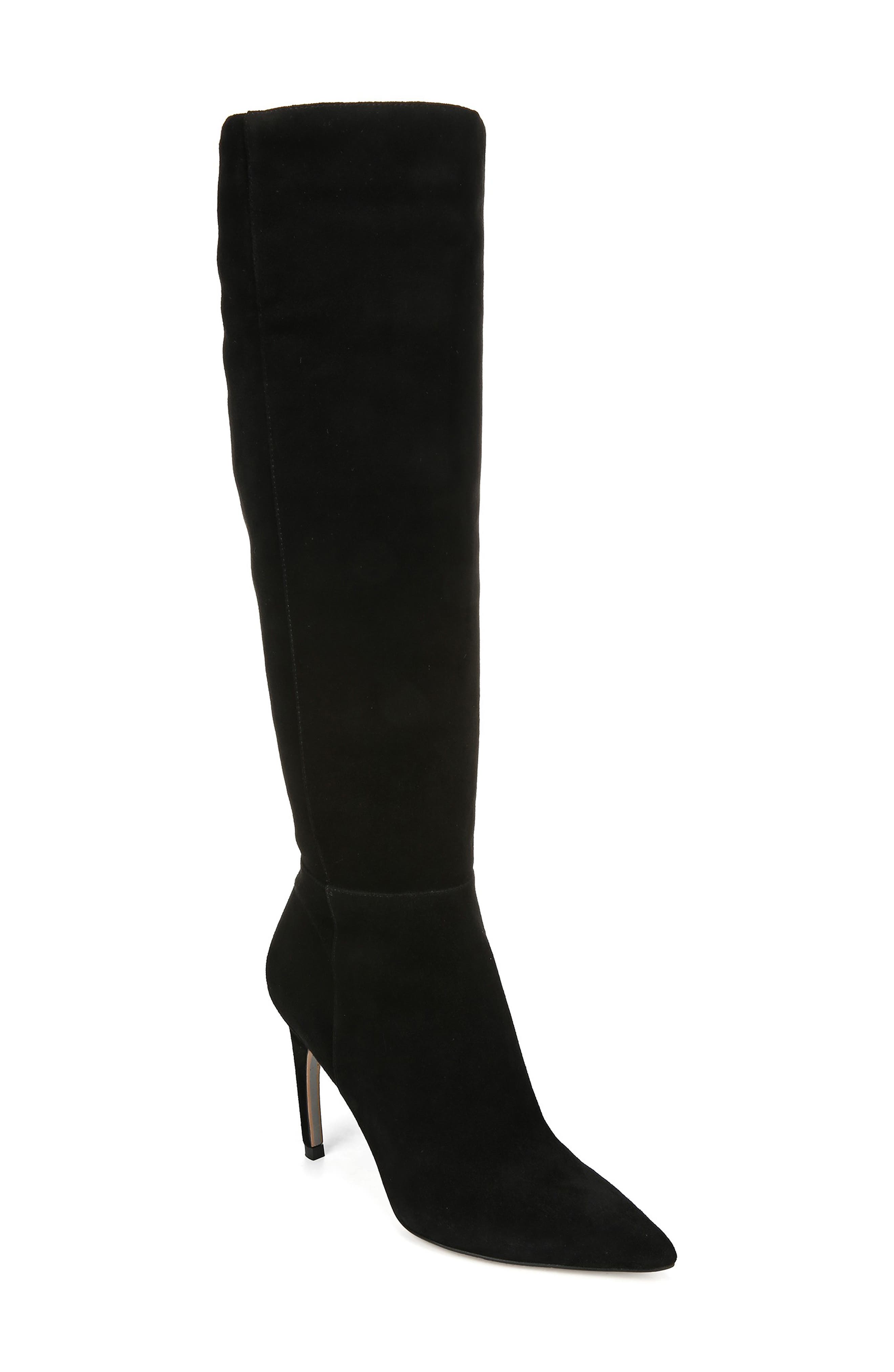black suede knee high boots