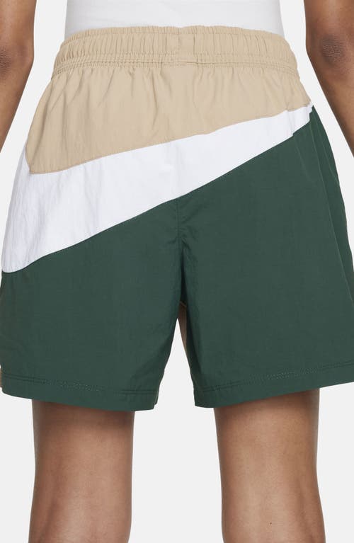 Shop Nike Kids' Amplify Nylon Athletic Shorts In Hemp/fir/white