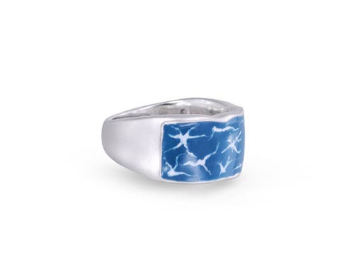 Shop Luvmyjewelry Ocean Waves Sterling Silver & Enamel Band Men Ring