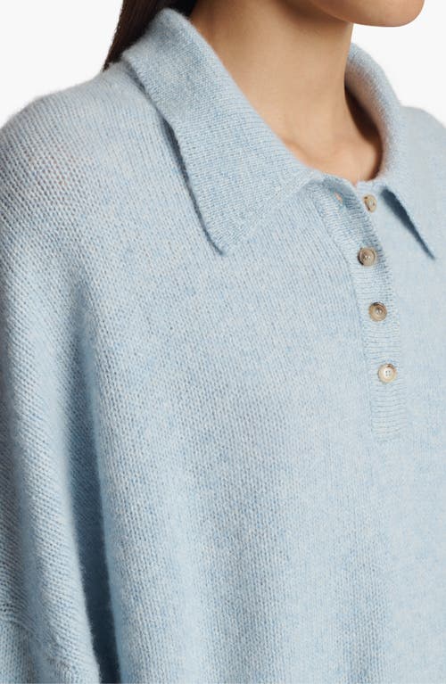 Shop Khaite Rene Long Sleeve Cashmere Polo Sweater In Mist