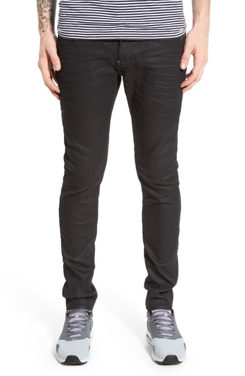 'Revend' Skinny Fit Coated Jeans in 3D Dark Aged Black