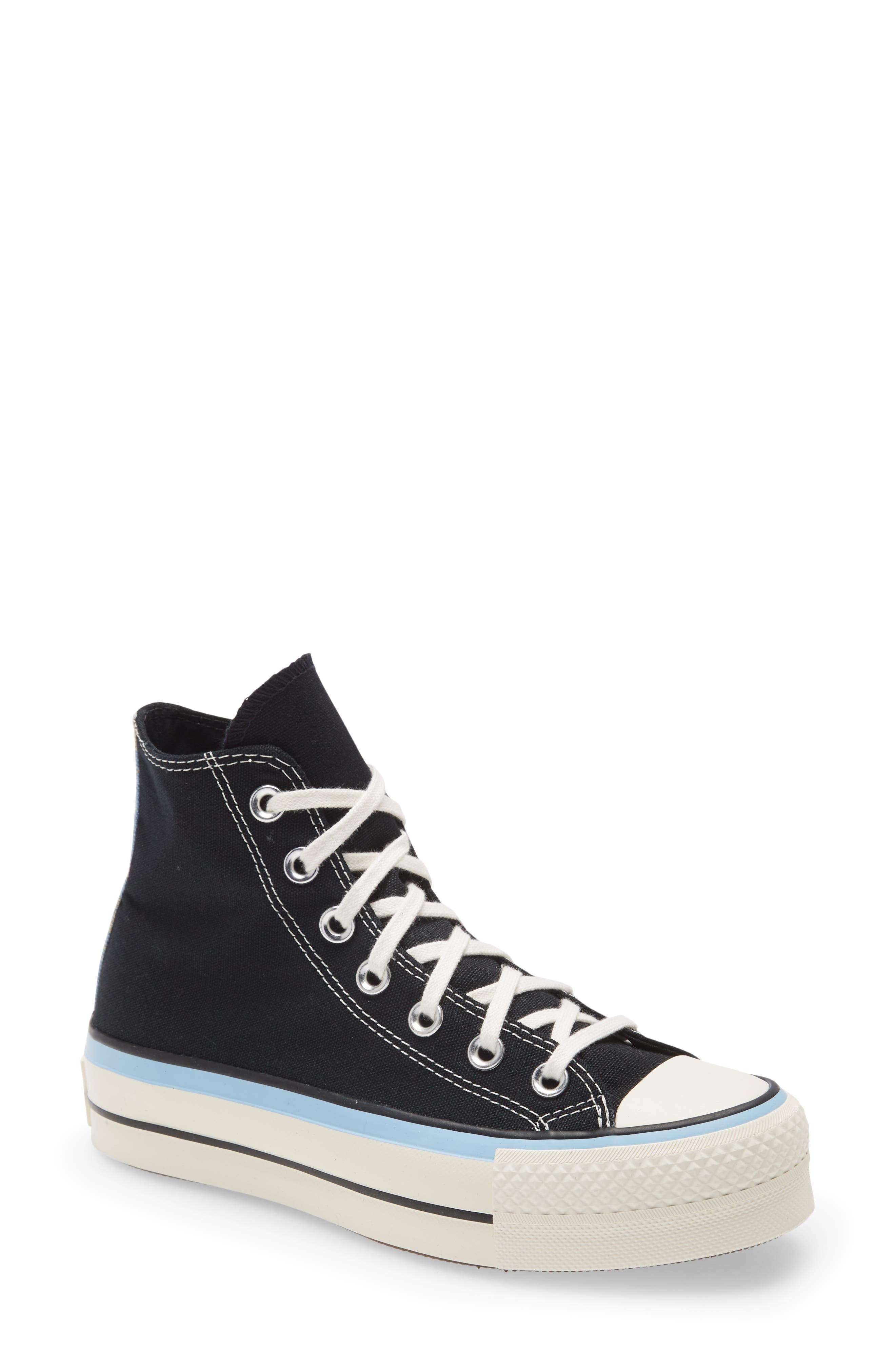 converse chuck taylor lift in black with a blue detail