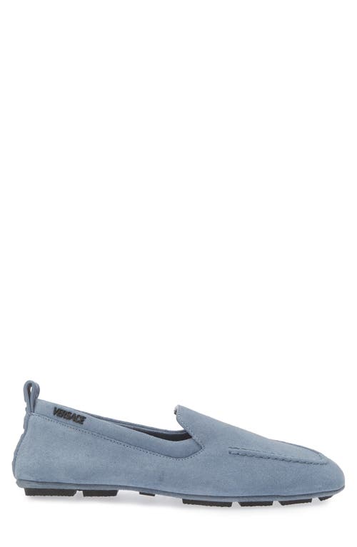 Shop Versace Greca Motif Driving Loafer In Indigo