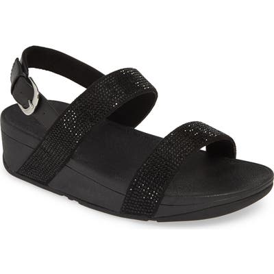 Fitflop Lottie Shimmer Slingback Sandal, Black