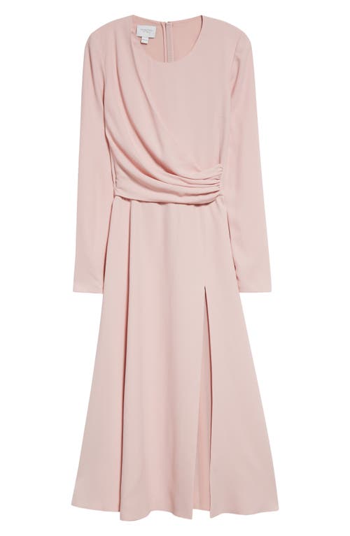 Shop Giambattista Valli Draped Detail Long Sleeve Crepe A-line Dress In Quartz Rose