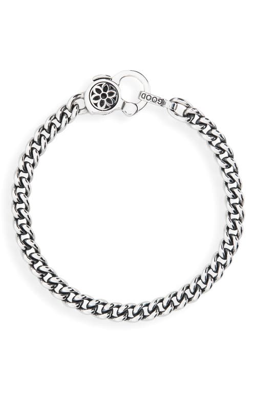 Men's Rosette AA Curb Chain Bracelet in Sterling Silver