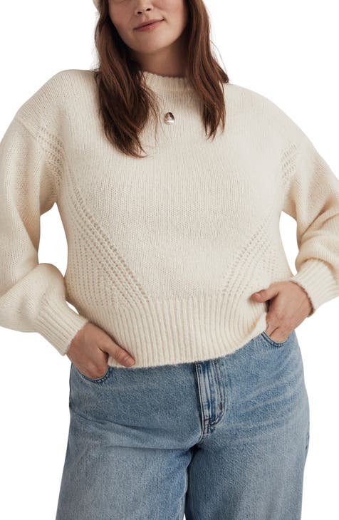 B.O.G. Collective Love Sick Bishop Sleeve Cable Sweater in Sand at Nordstrom, Size X-Small