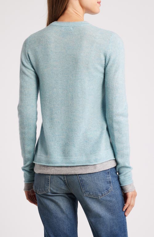 Shop Griffen Contrast Trim Wool & Cashmere Crewneck Sweater In Ice/light Grey