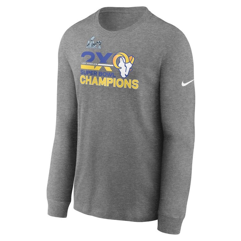 Nike Men's Heather Charcoal Los Angeles Rams 2-time Super Bowl Champions Long  Sleeve T-shirt In Heathered Charcoal