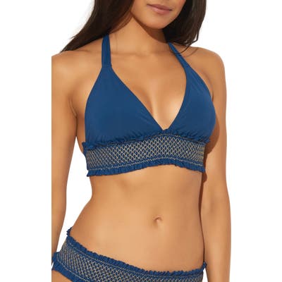 Bleu By Rod Beattie Smocked Detail Halter Bikini Top, Blue
