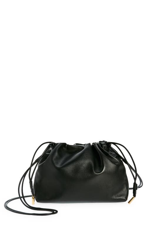 The Row Angy Leather Drawstring Shoulder Bag in Black at Nordstrom
