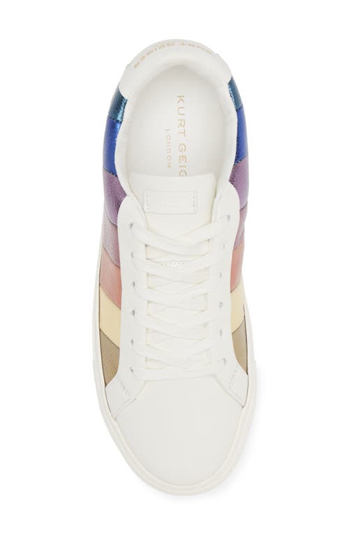 Kurt Geiger Lane Metallic-stripe Leather Trainers In White Multi