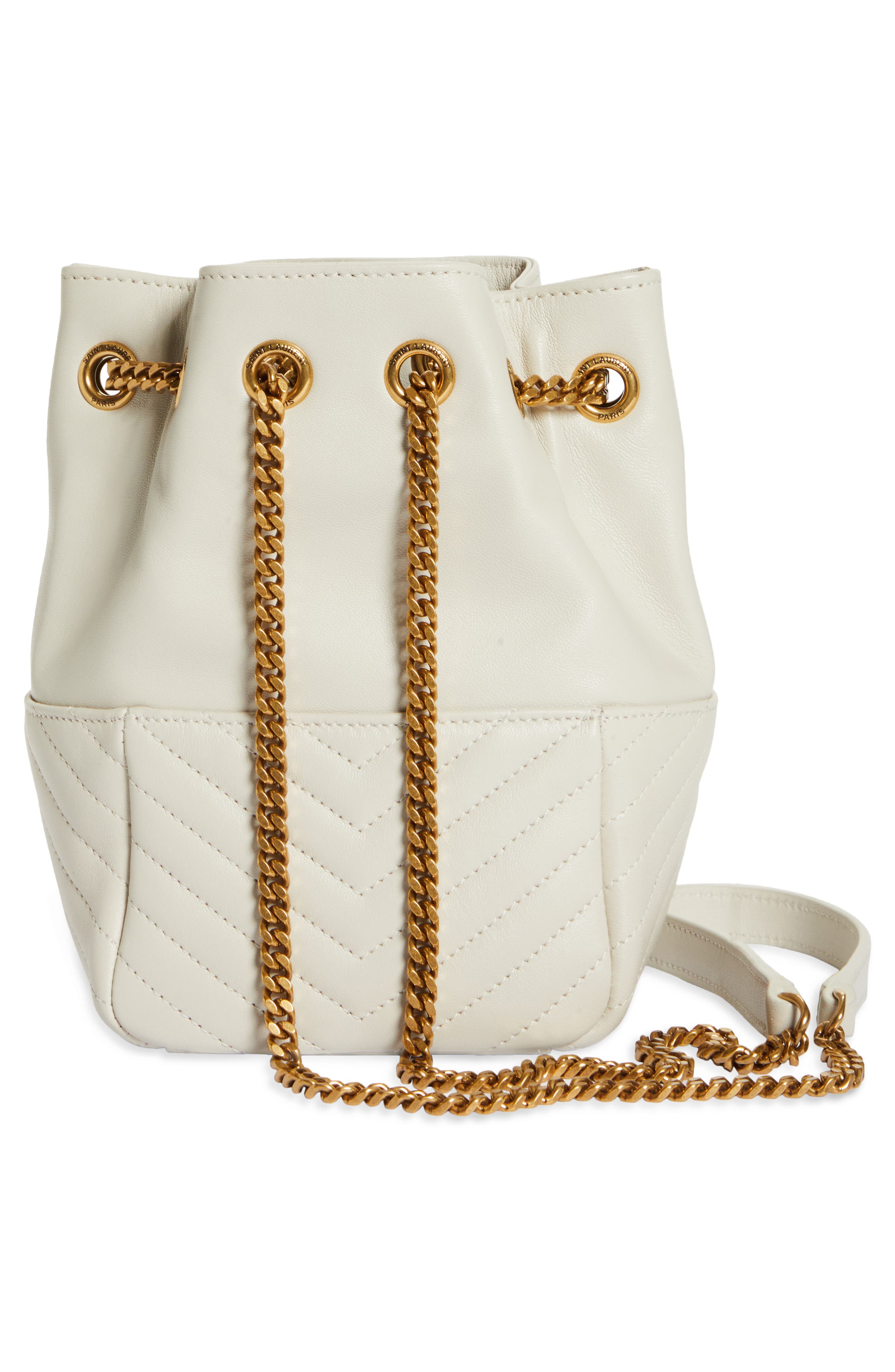 Saint Laurent Cassandre Matelasse Crema Soft Chain Wallet Shoulder Bag New